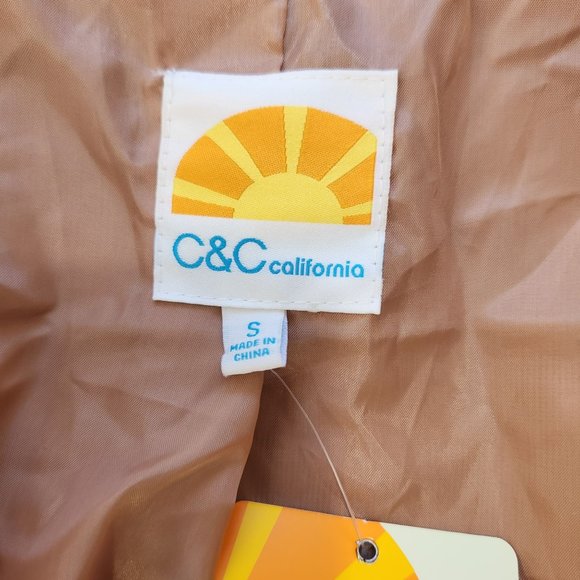 SOLD-C&C California Sherpa Shacket NWT Womens Size S Long Button Front Brown - Picture 12 of 13